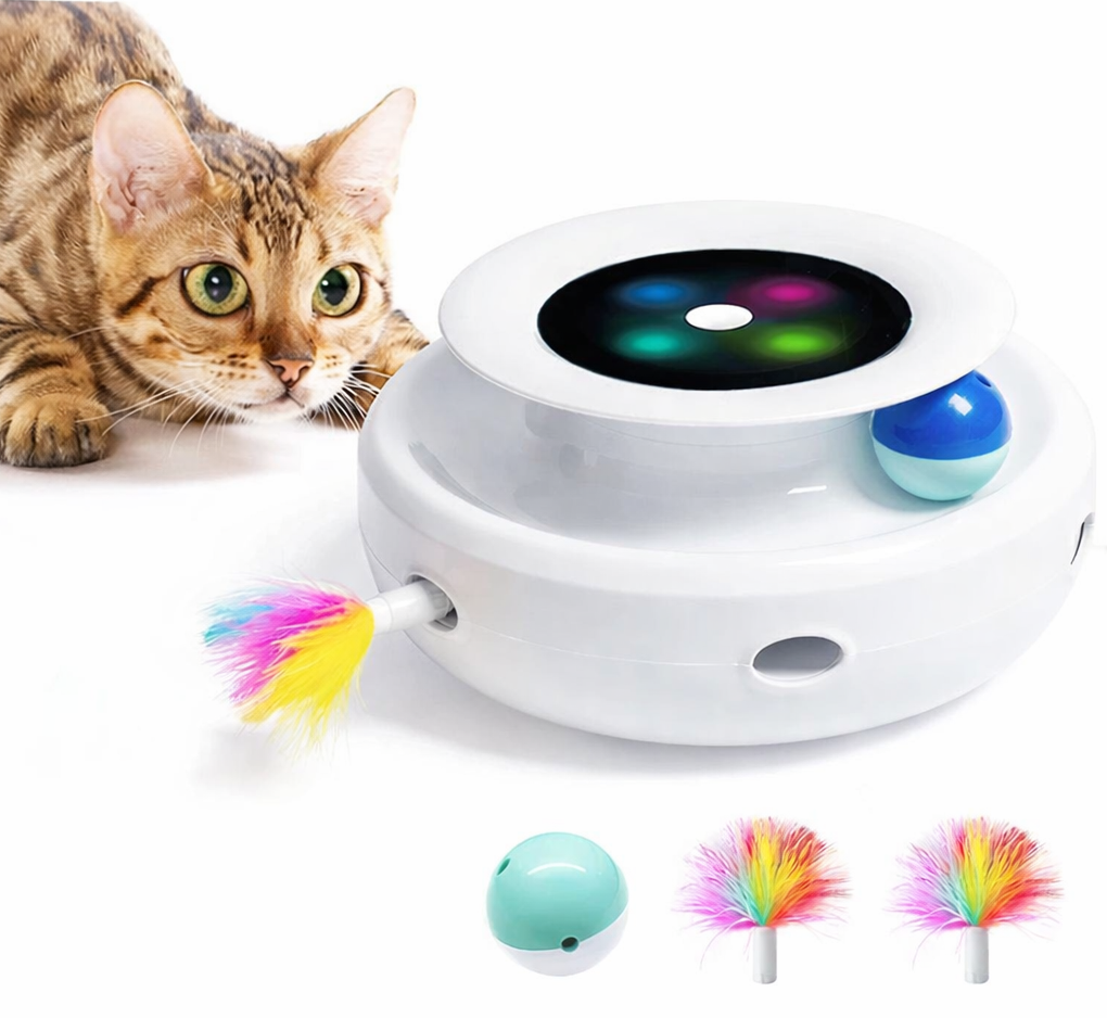 2-in-1 Automatic Feather Ball Interactive Cat and Dog Toy