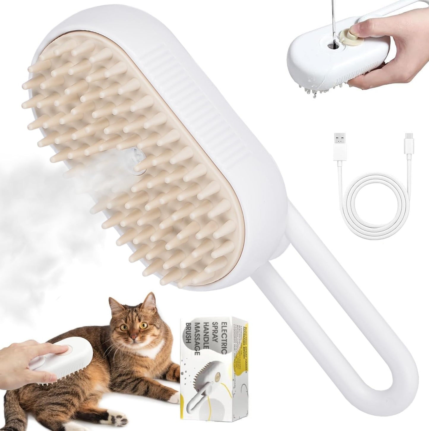 3-in-1 Steam Pet Grooming Brush