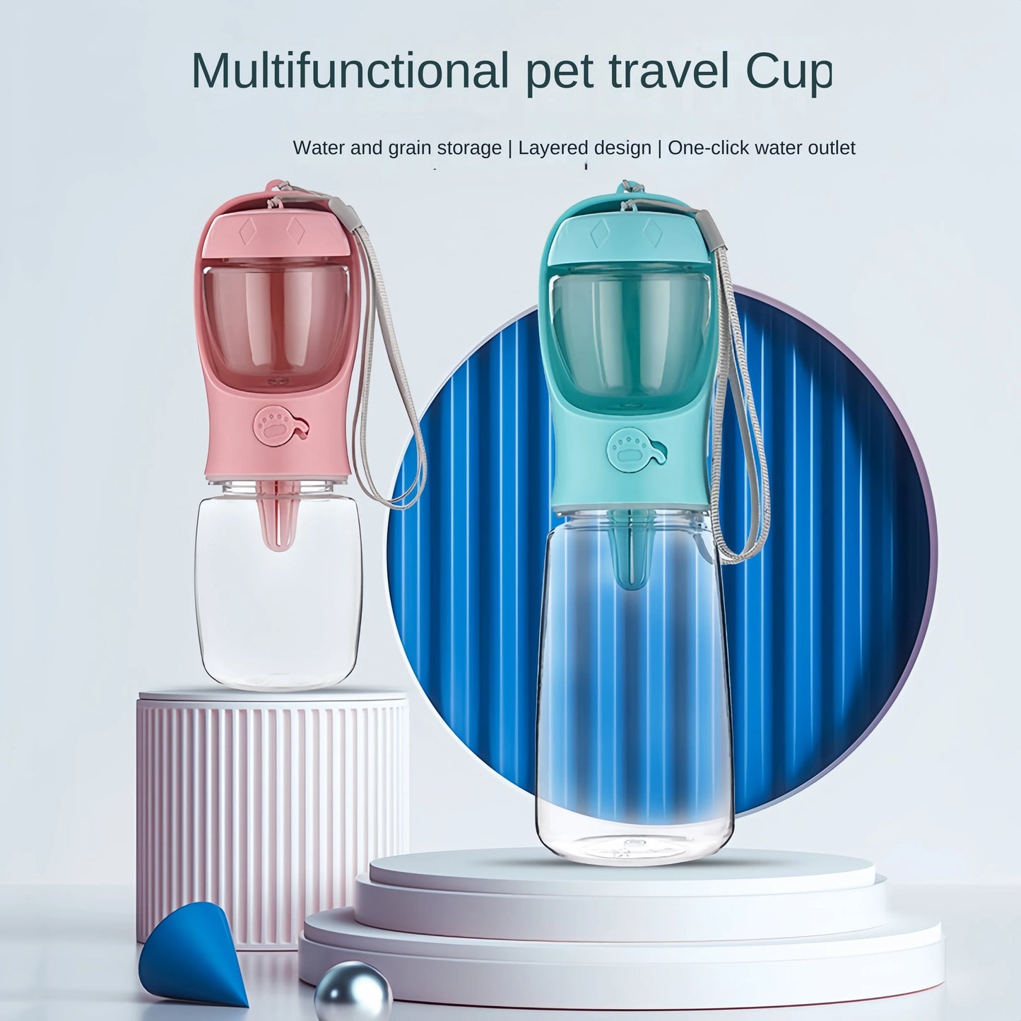 2-in-1 Pet Travel Feeder Bottle