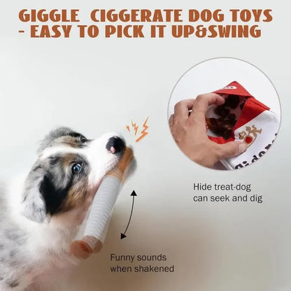 Interactive Squeaky Cigarette Plush Dog Toy Set