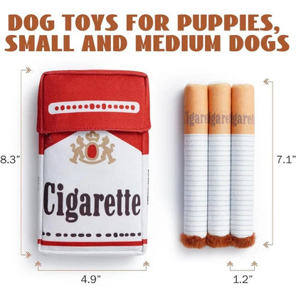 Interactive Squeaky Cigarette Plush Dog Toy Set