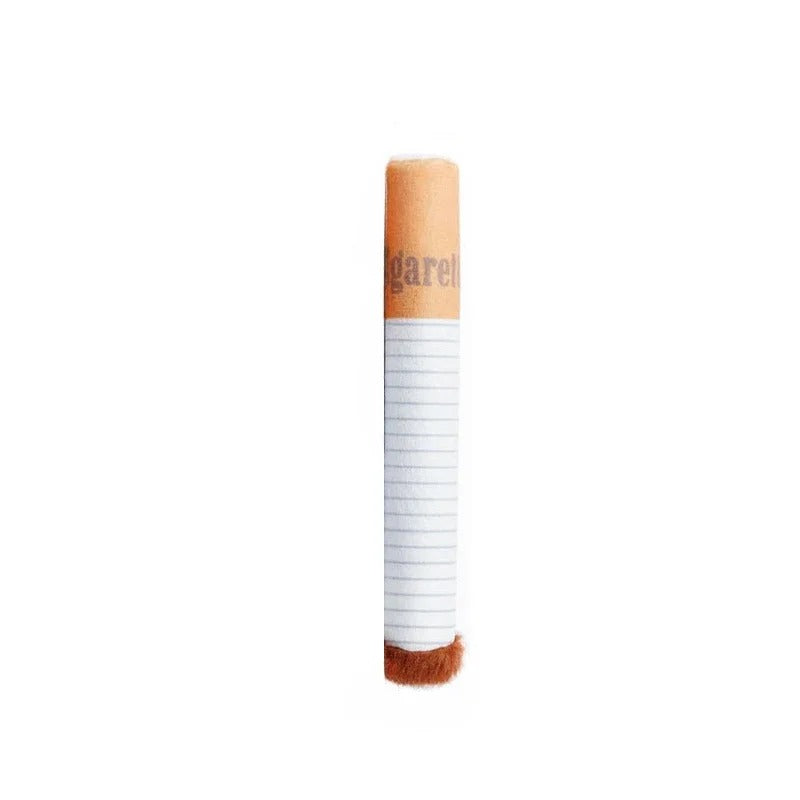 Interactive Squeaky Cigarette Plush Dog Toy Set