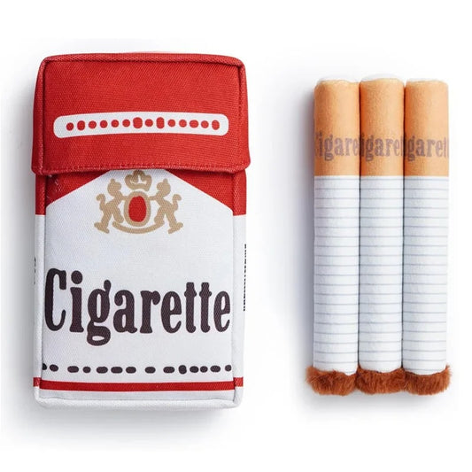 Interactive Squeaky Cigarette Plush Dog Toy Set